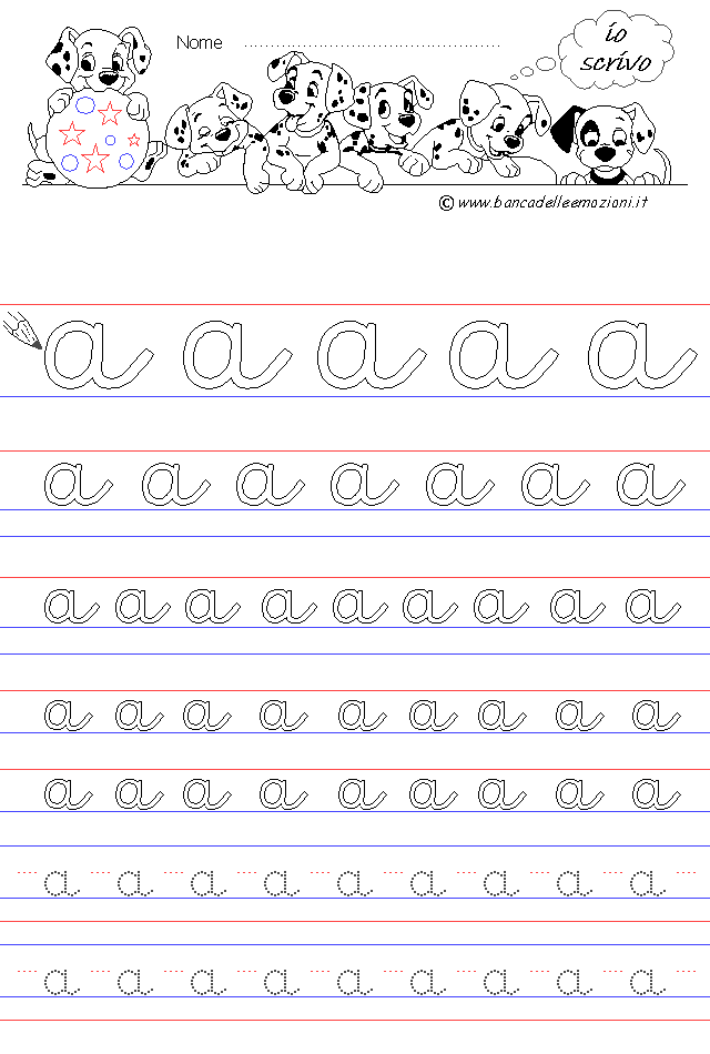 lettera a - Corsivo Minuscolo - scrivere con la traccia