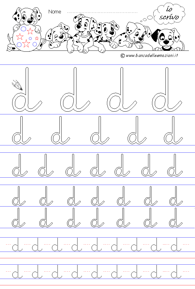 lettera d - Corsivo Minuscolo - scrivere con la traccia