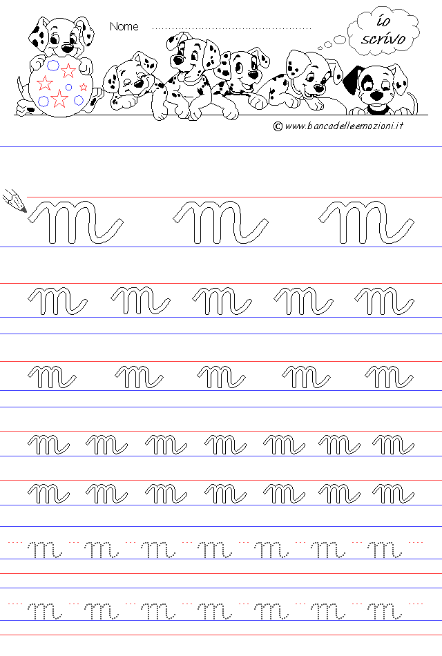 lettera m - Corsivo Minuscolo - scrivere con la traccia