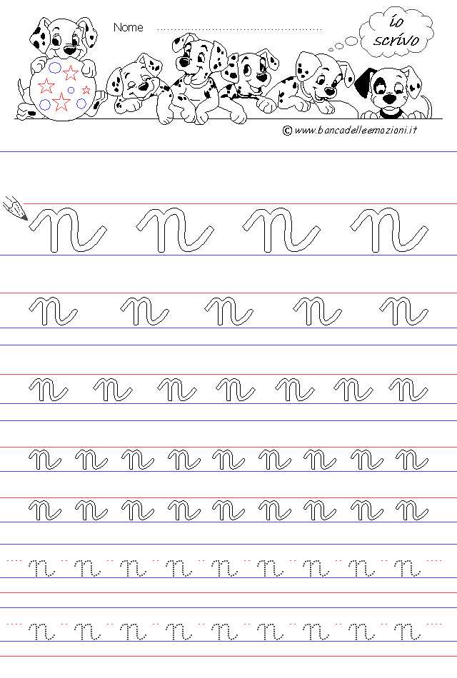 lettera n - Corsivo Minuscolo - scrivere con la traccia