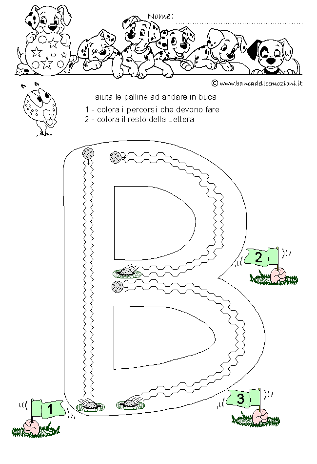 Pregrafismo - coordinazione oculo manuale - Lettera B dell' alfabeto