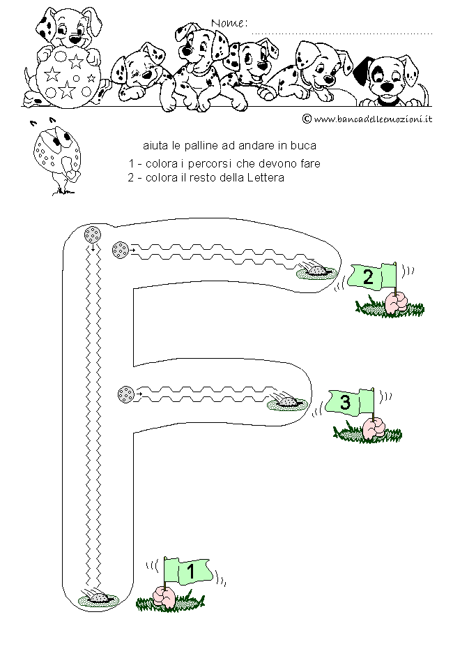 Pregrafismo - coordinazione oculo manuale - Lettera F dell' alfabeto