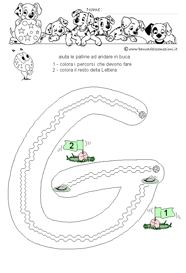 Pregrafismo - coordinazione oculo manuale - Lettera G dell' alfabeto