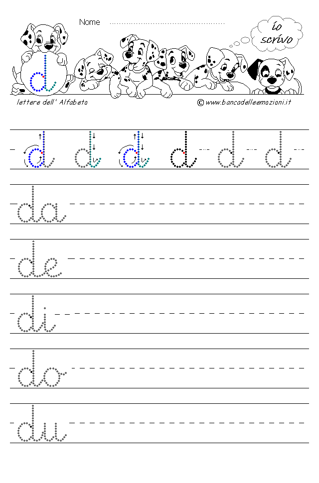 Alfabeto lettere da de di do du