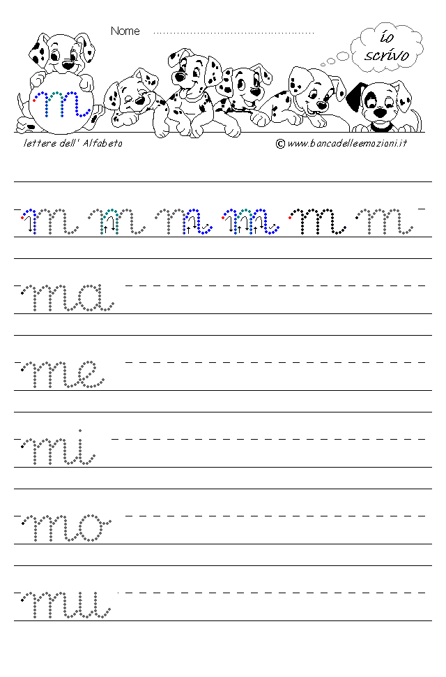 Alfabeto lettere ma me mi mo mu