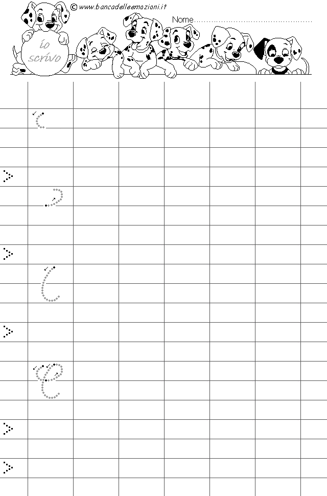 I componenti della lettera C corsivo maiuscolo