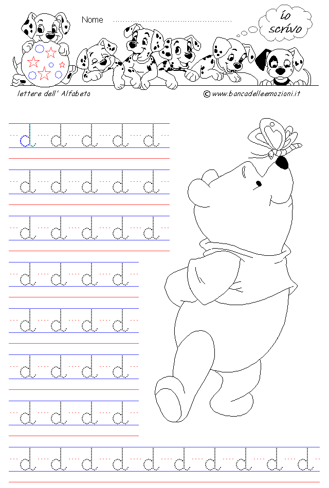 lettera d - Corsivo Minuscolo - scrivere con la traccia