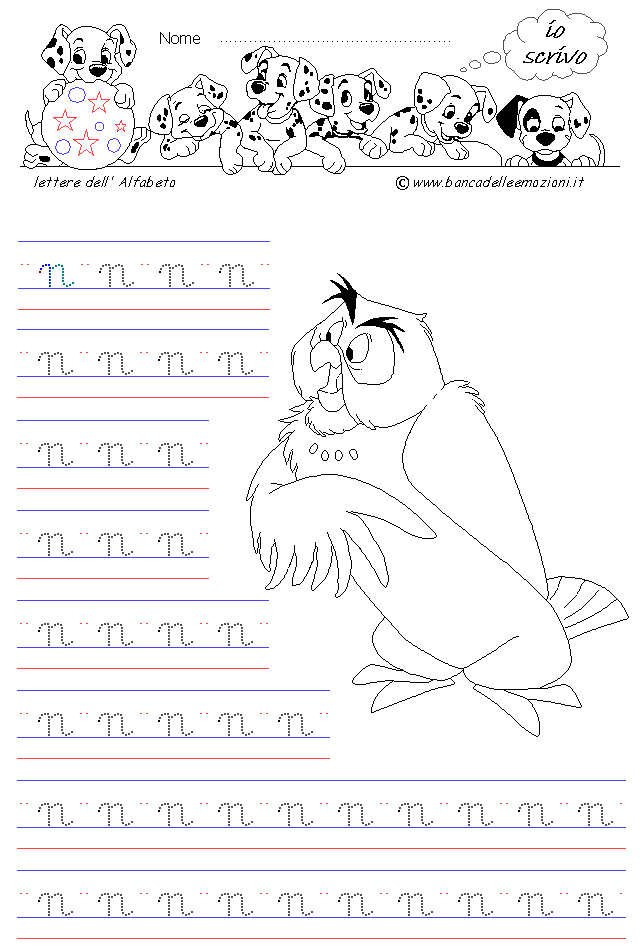 lettera n - Corsivo Minuscolo - scrivere con la traccia