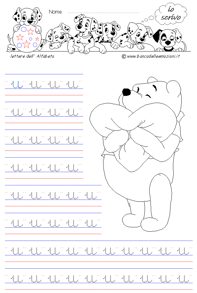 lettera u - Corsivo Minuscolo - scrivere con la traccia