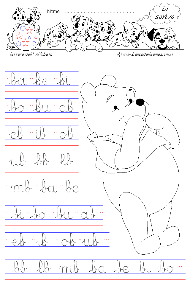 lettera b - Corsivo Minuscolo - scrivere con la traccia