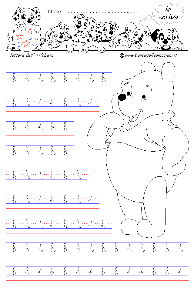 lettera h - Corsivo Minuscolo - scrivere con la traccia