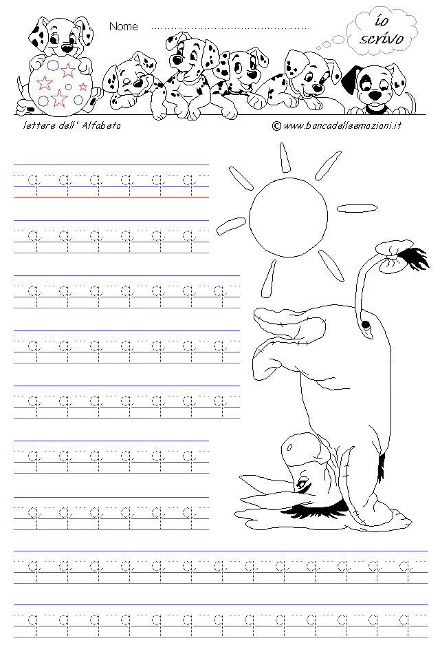 lettera q - Corsivo Minuscolo - scrivere con la traccia