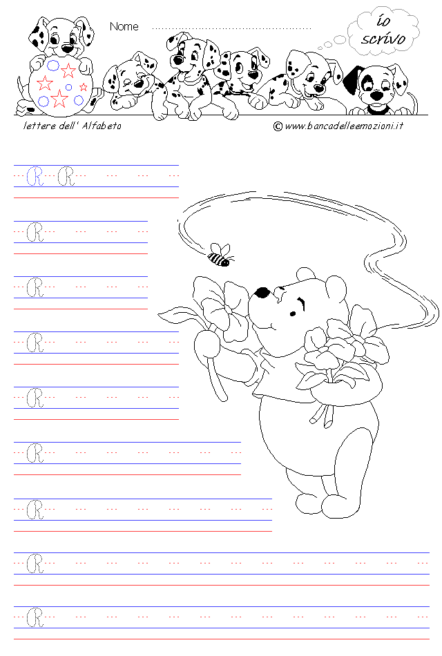 lettera R - Corsivo Maiuscolo - scrivere senza la traccia