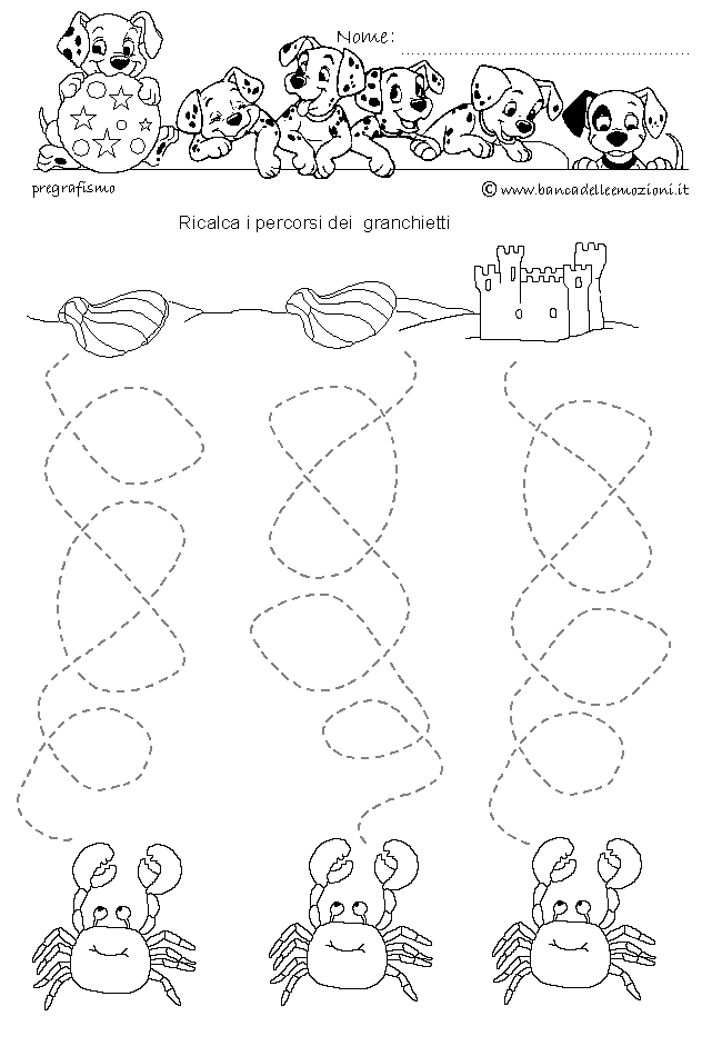 Ricalca i percorsi dei granchi - Bambini - Pregrafismo ...