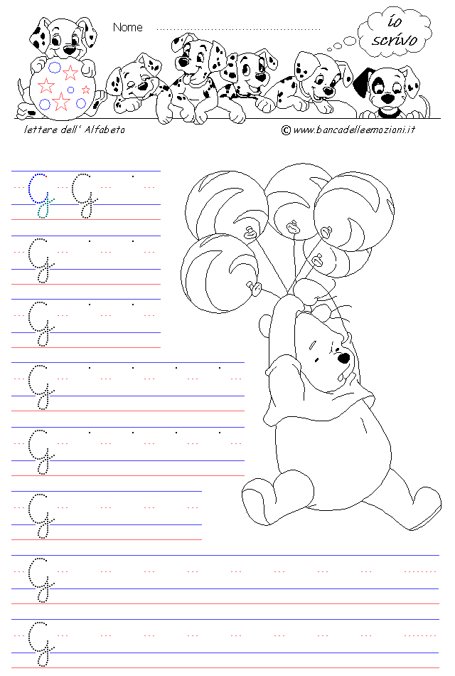 lettera G - Corsivo Maiuscolo - scrivere senza la traccia