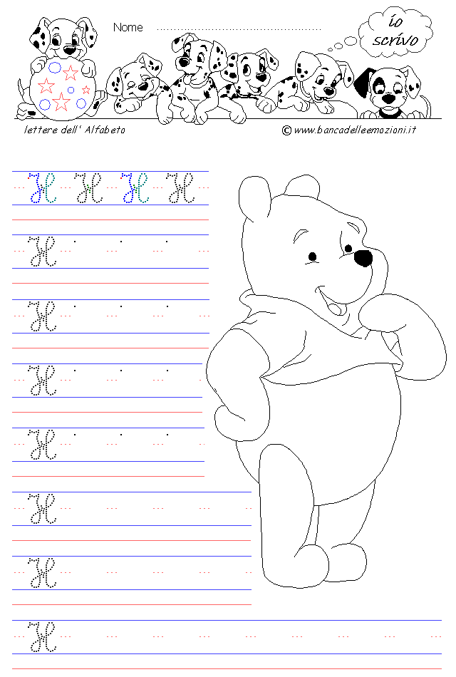 lettera H - Corsivo Maiuscolo - scrivere senza la traccia