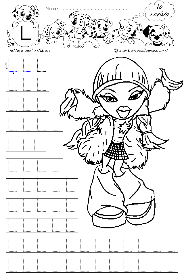 Bratz Alfabeto lettera L - Stampatello Maiuscolo