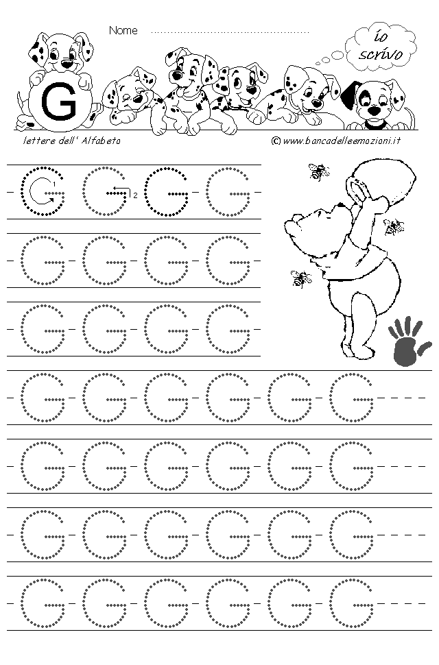 Alfabeto - Stampatello Maiscolo - Lettera G usando la mano sinistra 