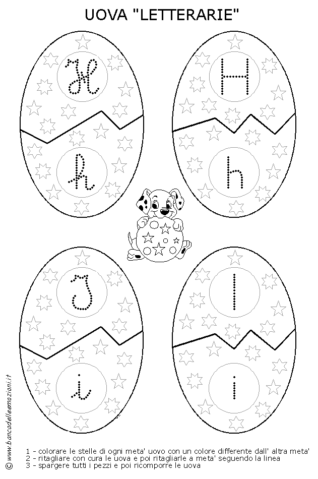 Uova Letterarie con lettere alfabeto e numeri