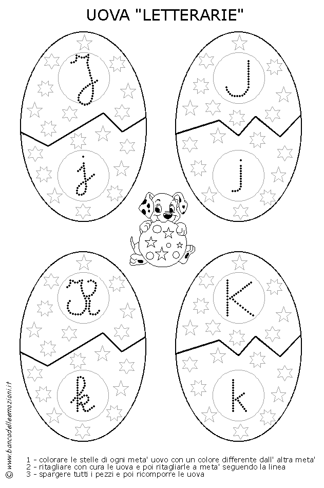 Uova Letterarie con lettere alfabeto e numeri