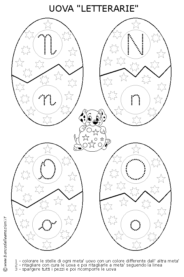 Uova Letterarie con lettere alfabeto e numeri