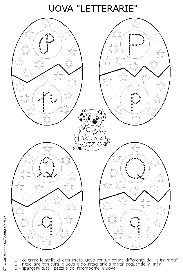 Uova Letterarie con lettere alfabeto e numeri