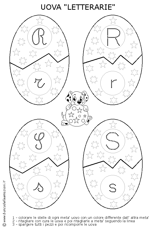 Uova Letterarie con lettere alfabeto e numeri