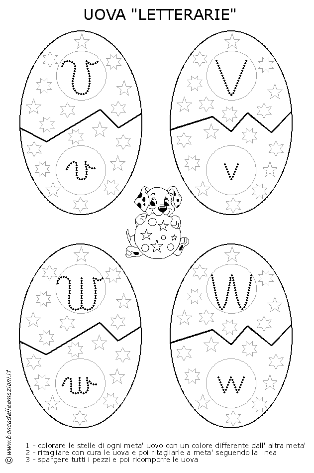 Uova Letterarie con lettere alfabeto e numeri