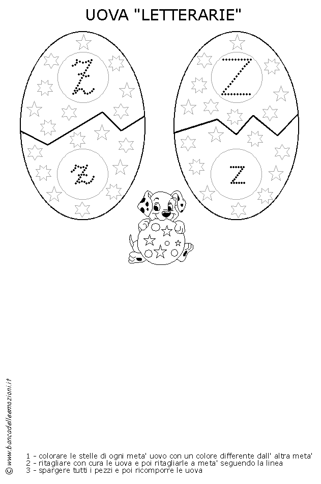 Uova Letterarie con lettere alfabeto e numeri