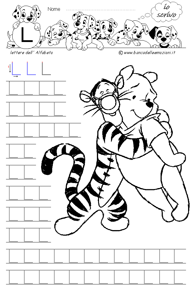Winnie the Pooh Alfabeto lettera L - Stampatello Maiuscolo