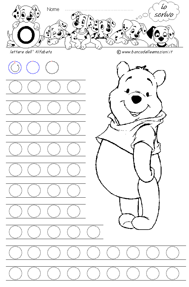 Winnie the Pooh Alfabeto lettera O - Stampatello Maiuscolo