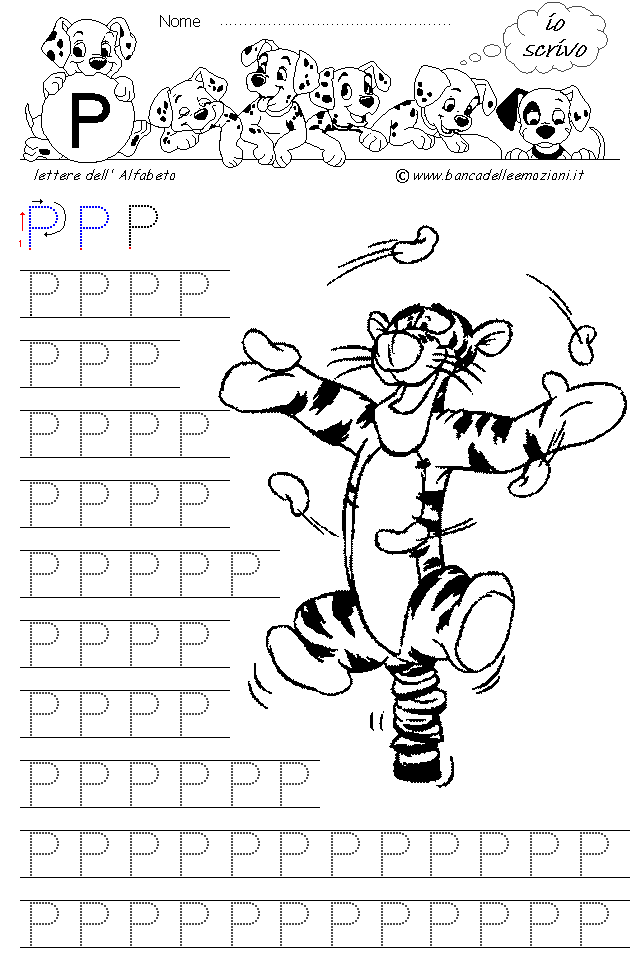 Winnie the Pooh Alfabeto lettera P - Stampatello Maiuscolo