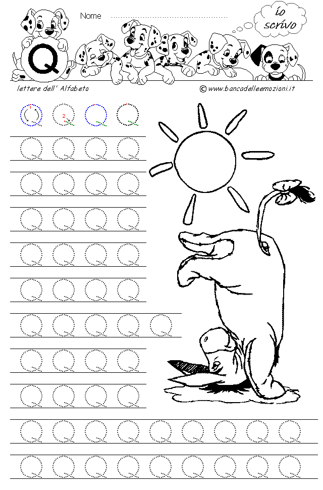 Winnie the Pooh Alfabeto lettera Q - Stampatello Maiuscolo