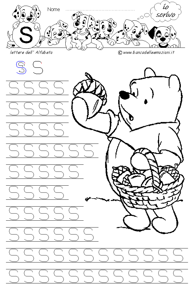 Winnie the Pooh Alfabeto lettera S - Stampatello Maiuscolo
