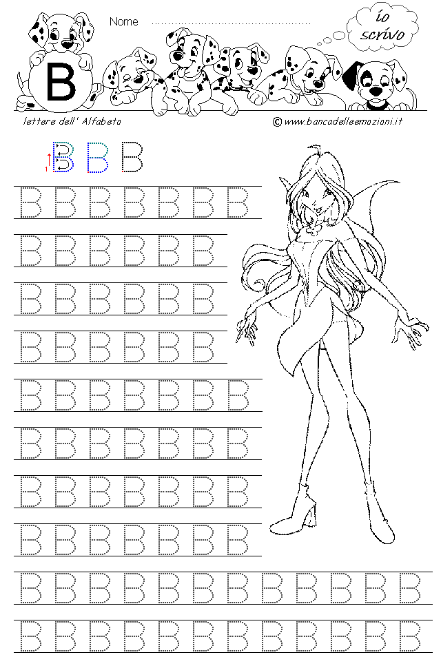 Winx Alfabeto lettera B - Stampatello Maiuscolo