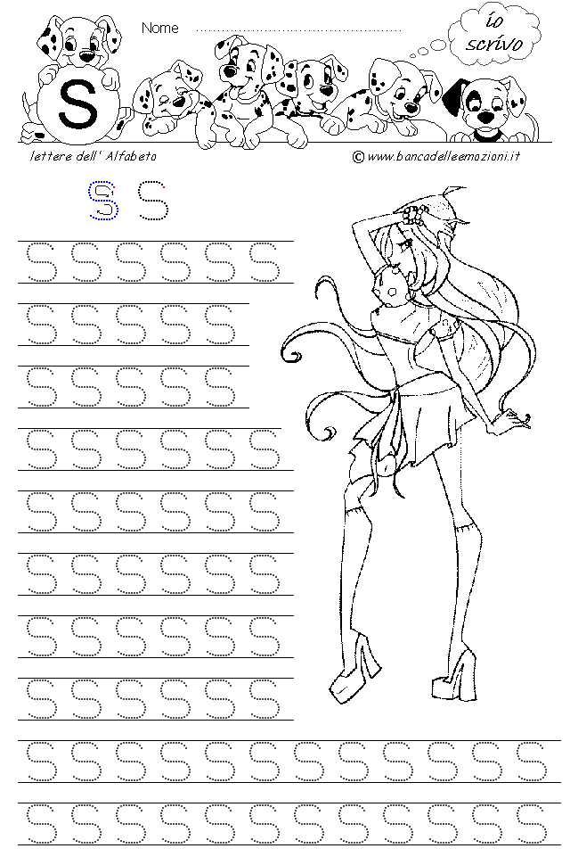 Winx Alfabeto lettera S - Stampatello Maiuscolo