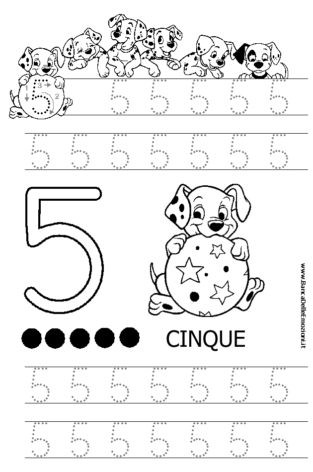 Aritmetica - Conoscere i numeri - numero 5 cinque