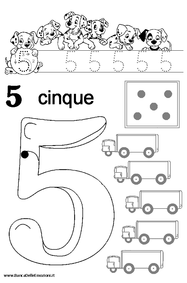 Aritmetica - Conoscere i numeri - numero 5 cinque