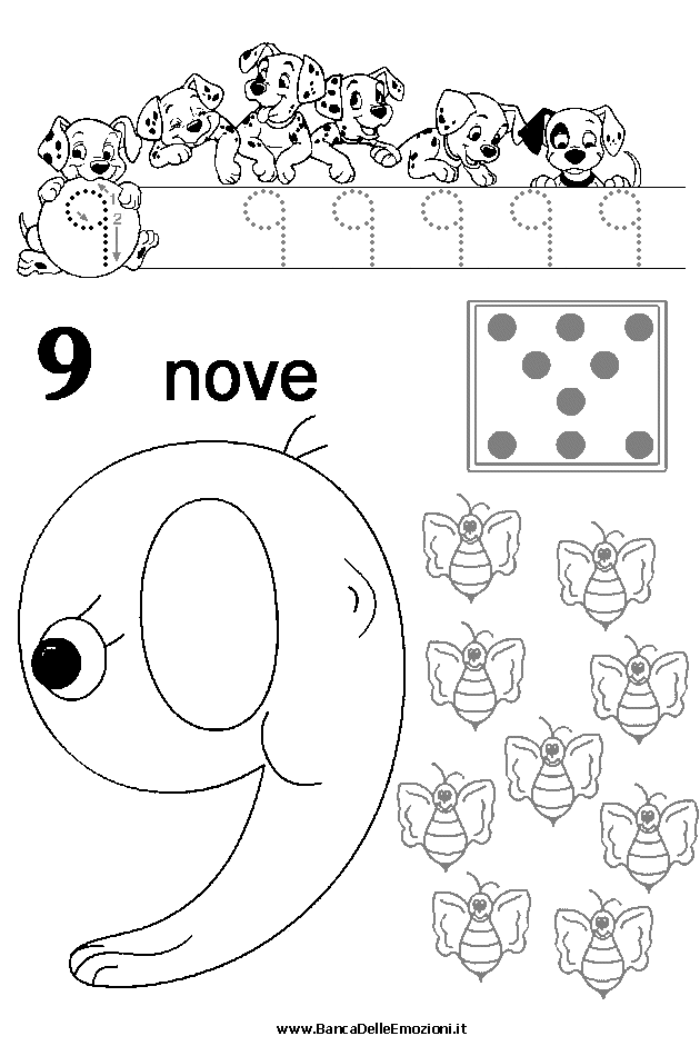 Aritmetica - Conoscere i numeri - numero 9 nove