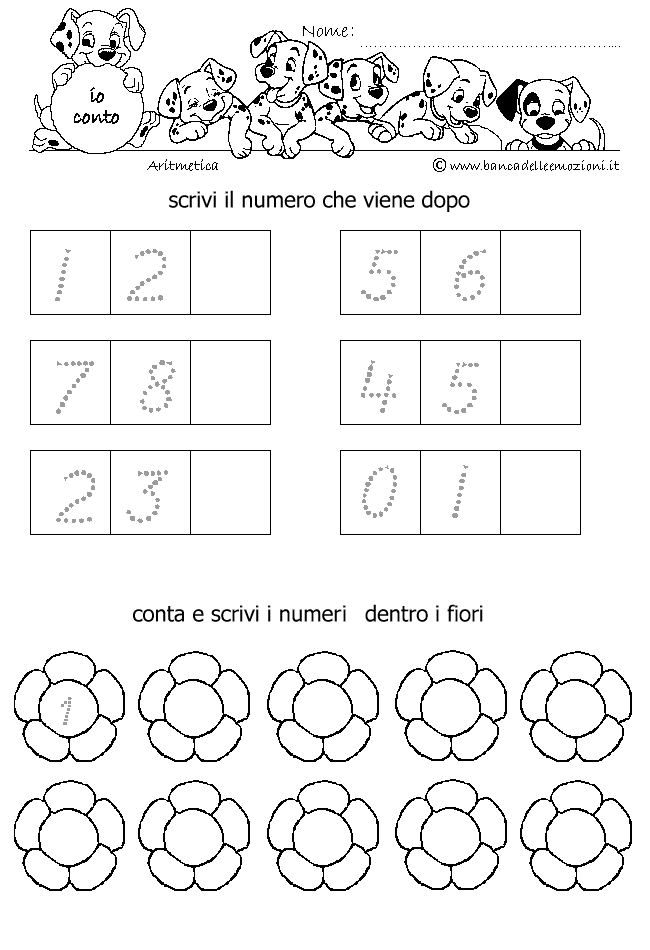 Aritmetica - Conoscere i numeri - Trova e scrivi il numero che viene dopo